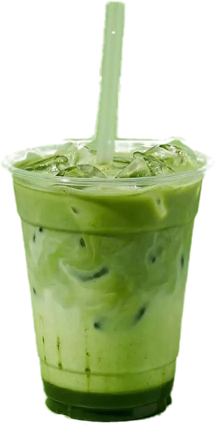 Matcha frío con leche y hielo