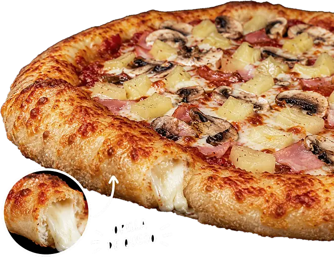 Pizza con la orilla rellena de queso