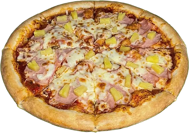 Pizza Base Hawaii con jamón y piña