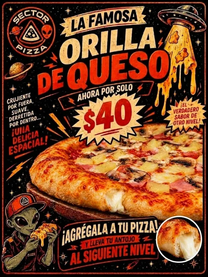 Póster de la orilla de queso de Sector Pizza por $40